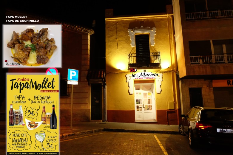 Restaurant La Marieta, Tapa Mollet 2017, Tapa de Cochinillo, comer bien en Mollet del Vallès, tel.935 93 31 83