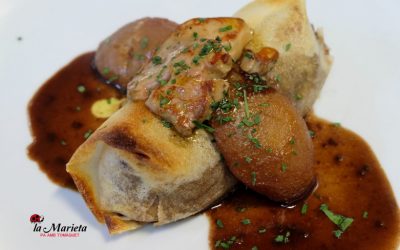 Restaurante La Marieta, íntimo y familiar, aniversarios,cenas románticas, cenas de empresa y celebraciones en Mollet del Vallès, Barcelona, crujiente de pato