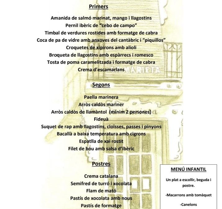 Menú Nadal 2021, Menú de Navidad, restaurant la Marieta de Mollet del Vallès, Barcelona